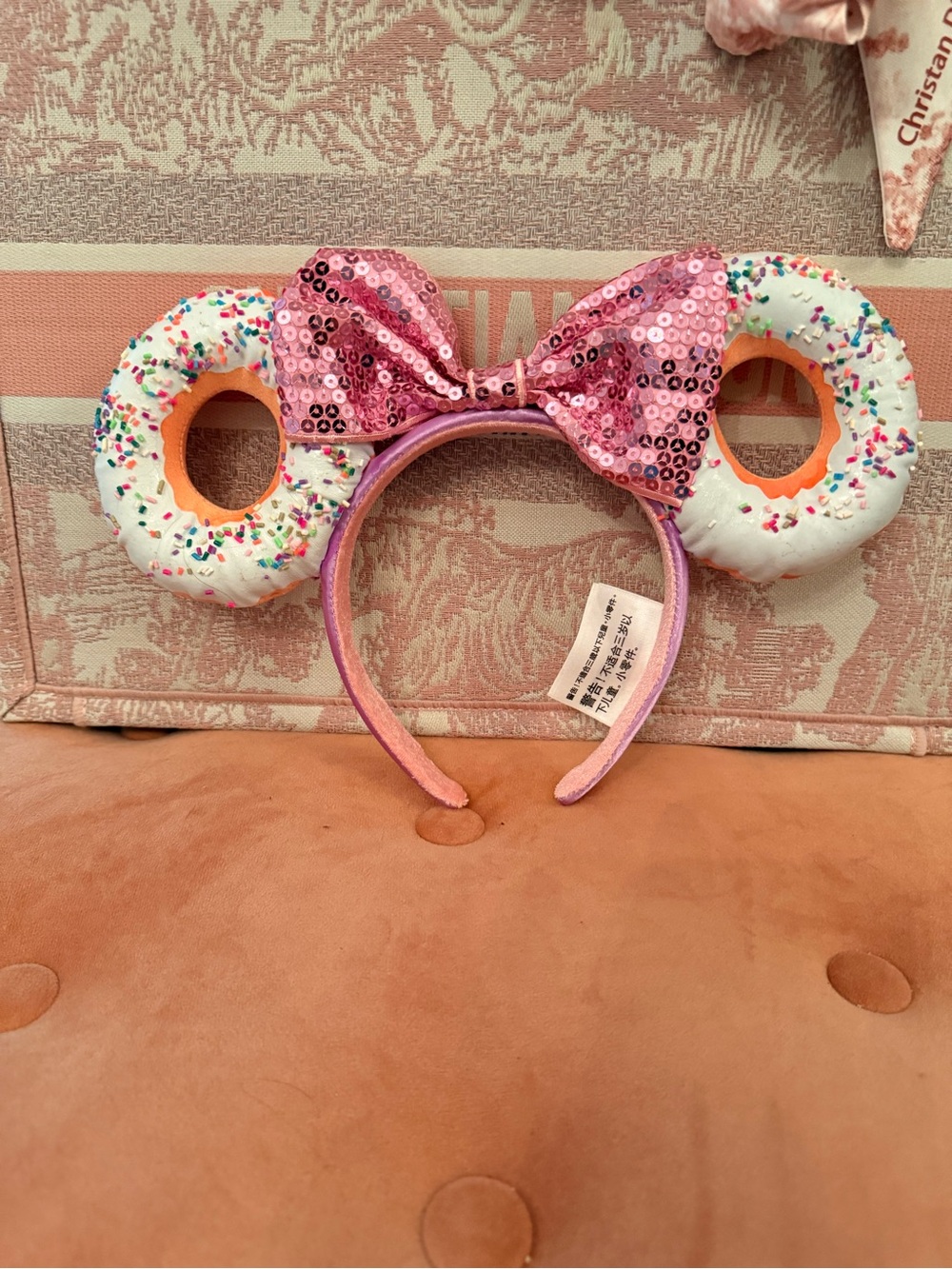 Pink Sequin Bow Donut Ear Headband - Cute Girls Hair Accessory